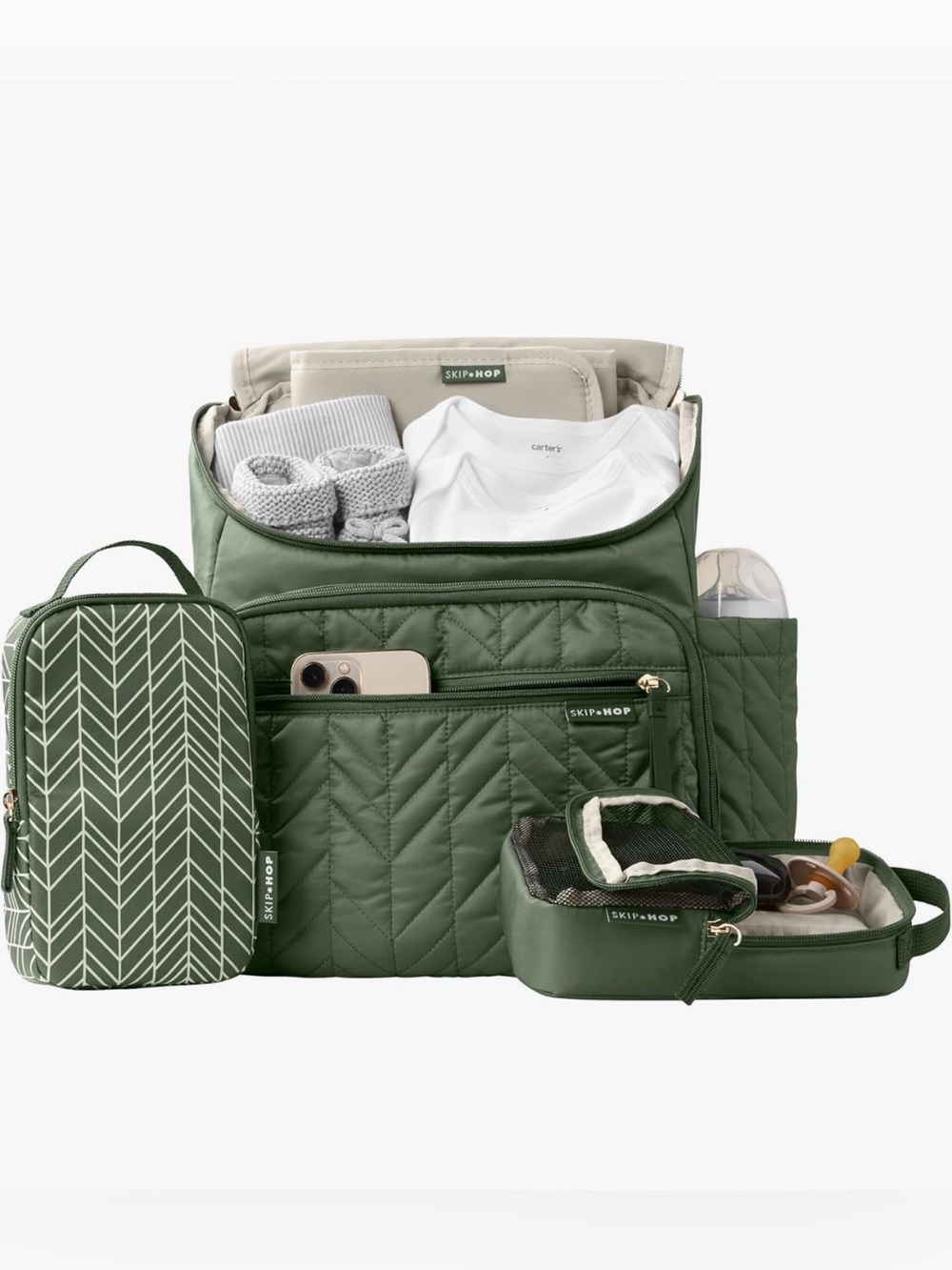 NWT - Skip Hop Quilted Sage Backpack with Gold Hardware - Picture 2 of 6